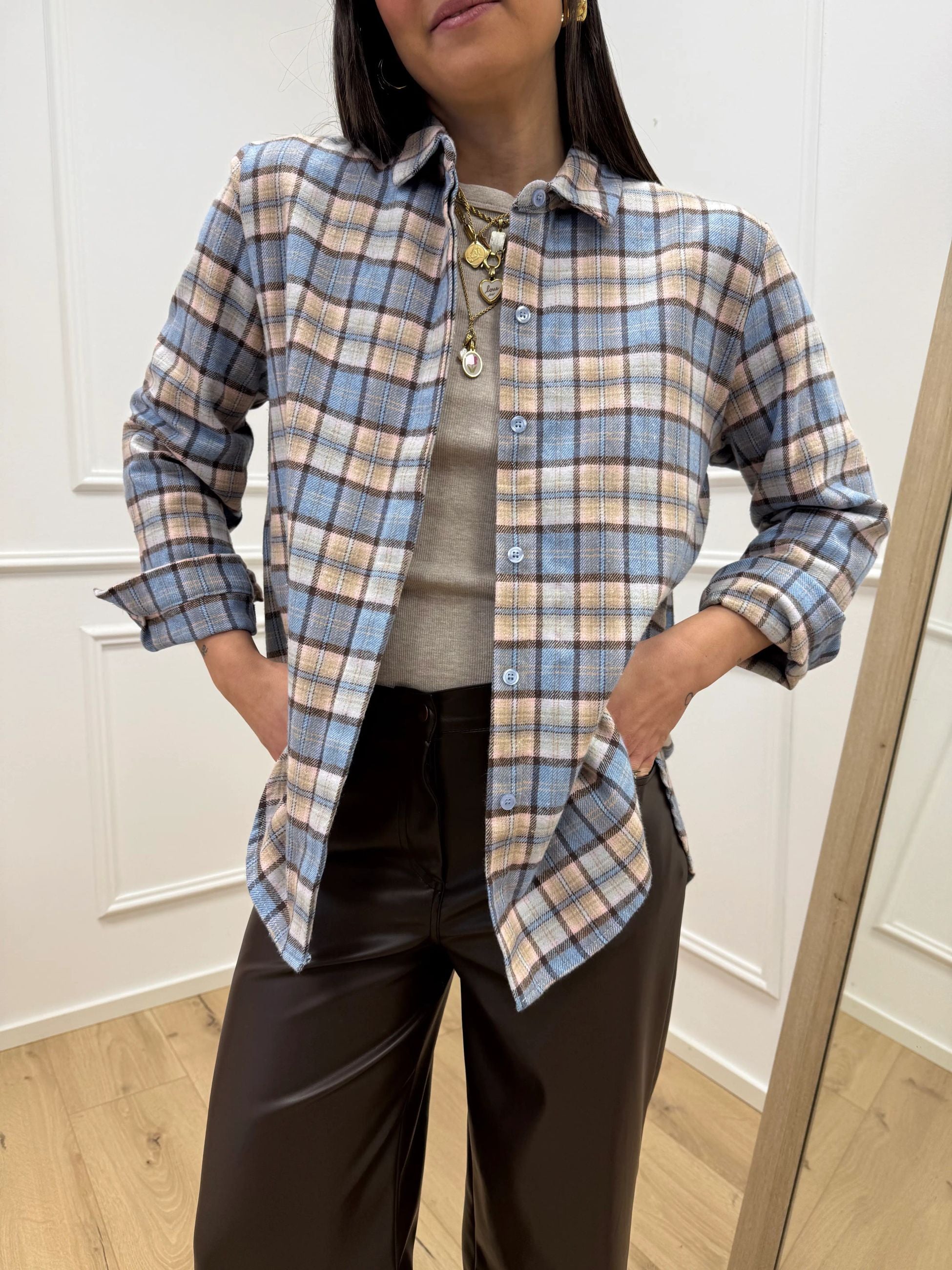 Camicia quadri moro e celeste - HaveOne