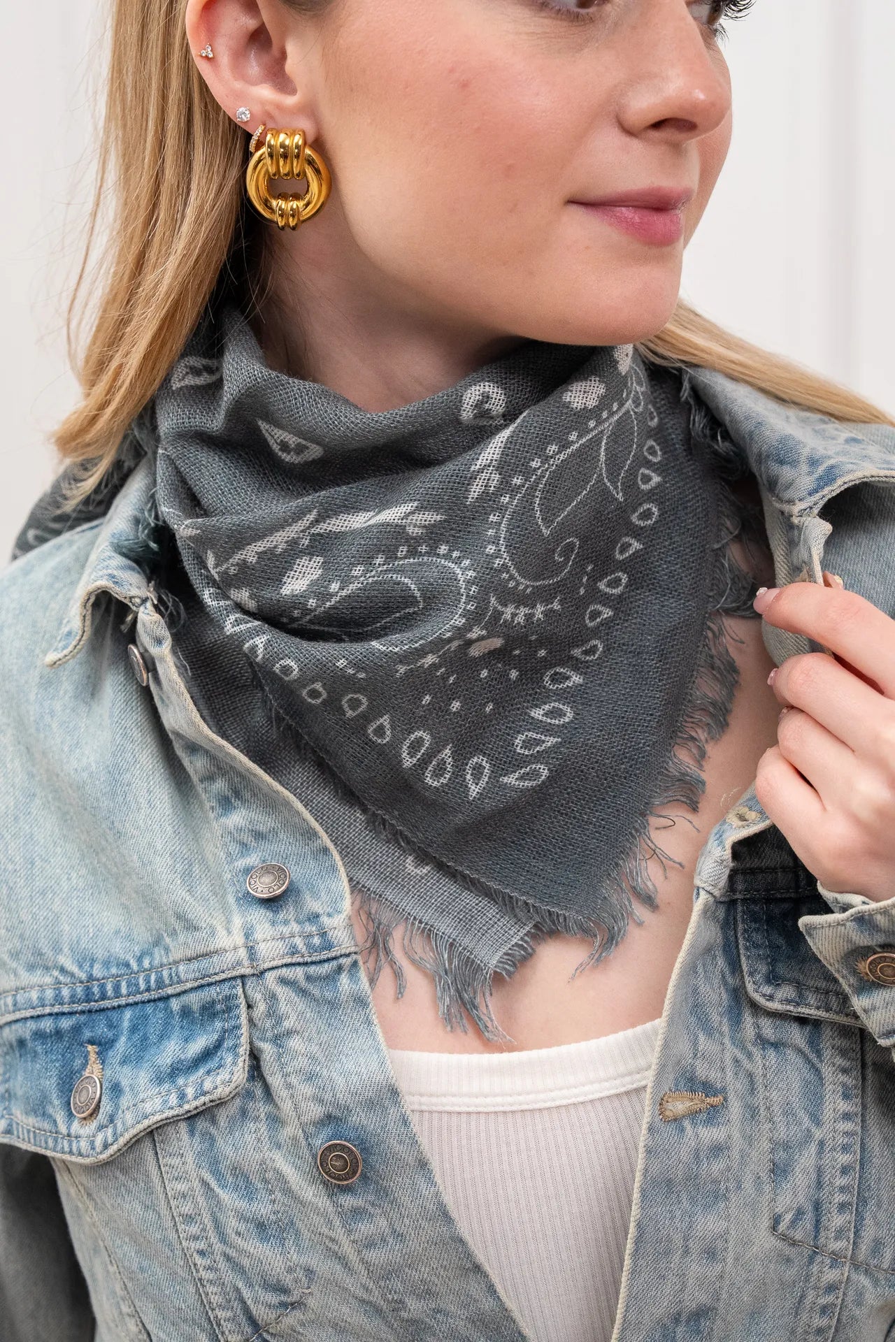 Bandana slavata frangette blu - Tensione In