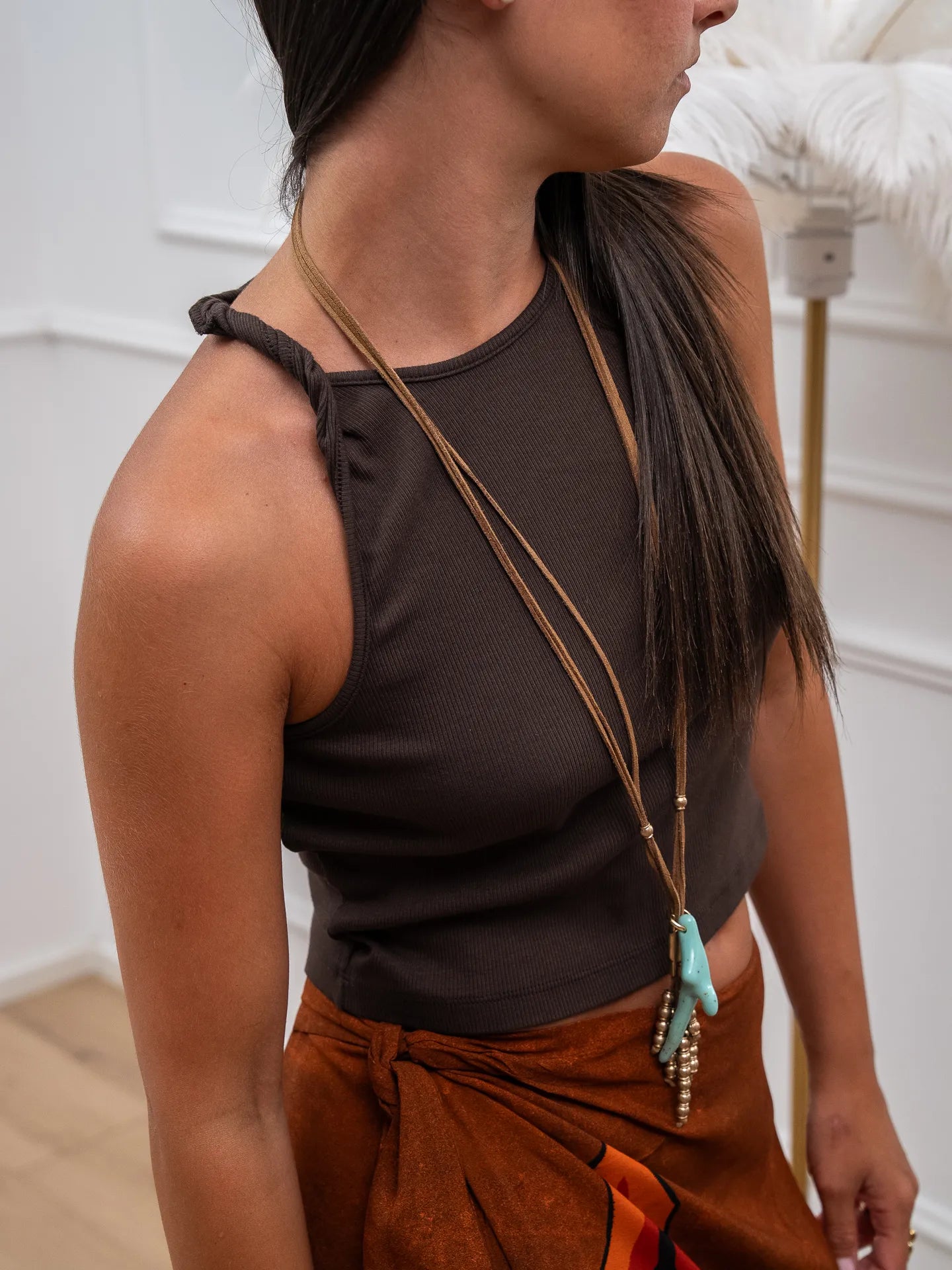 Top costine moro bretella annodata - Vicolo