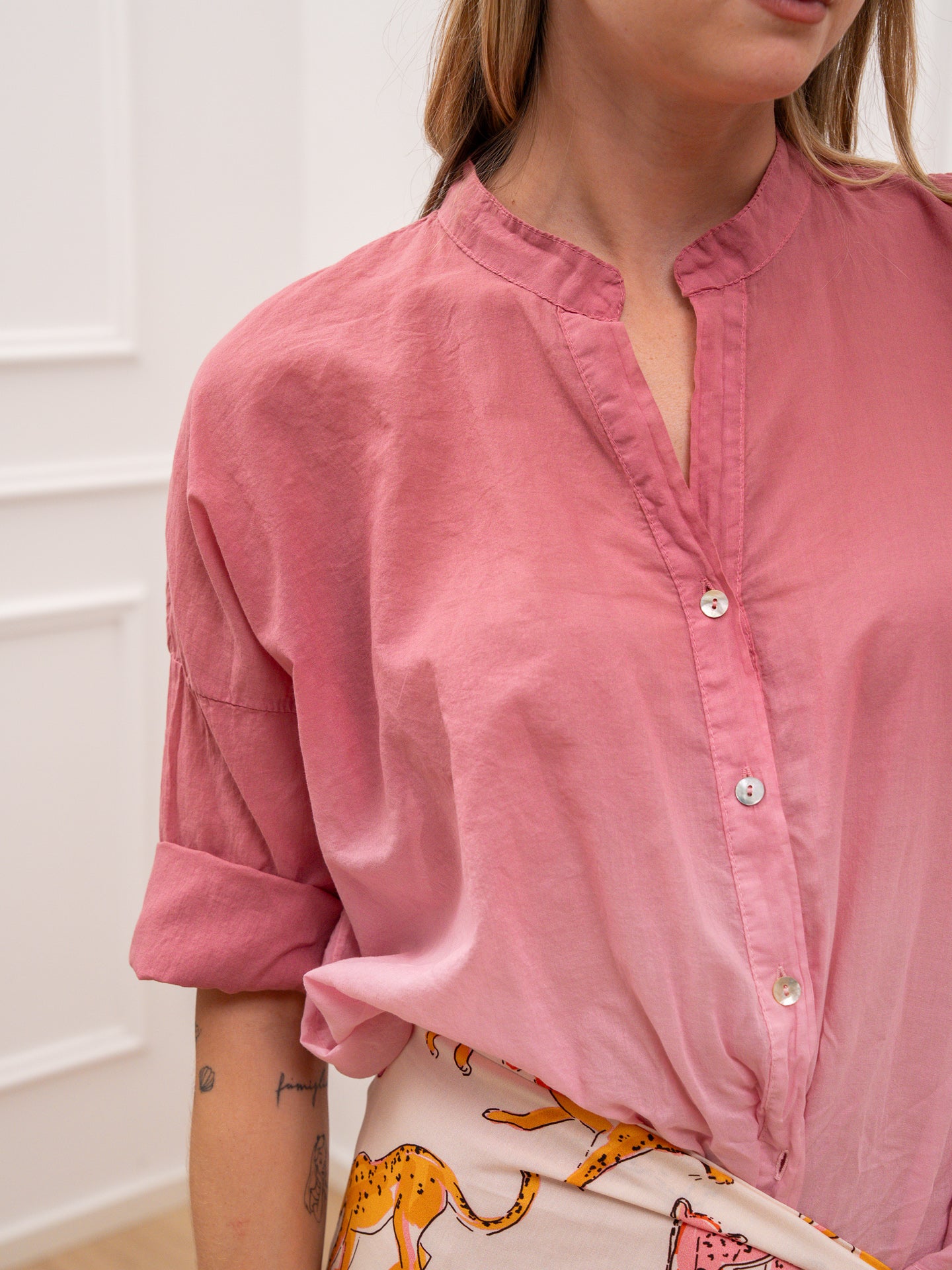 Camicia in voile di cotone sfumata cipolla - HaveOne