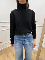 Maglia dolcevita nera 80% lana - HaveOne