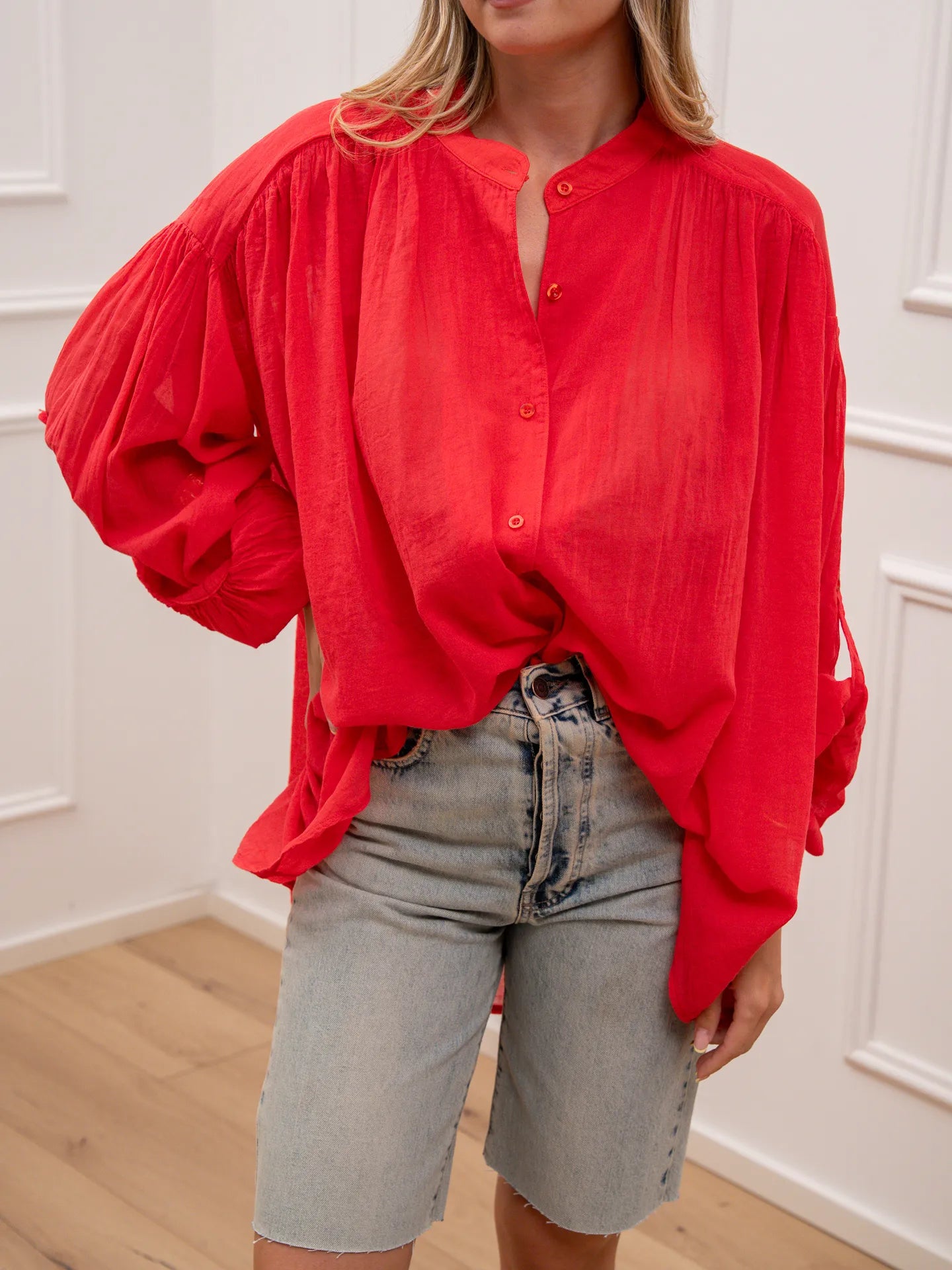 Camicia Corean fragola in mussola - Vicolo