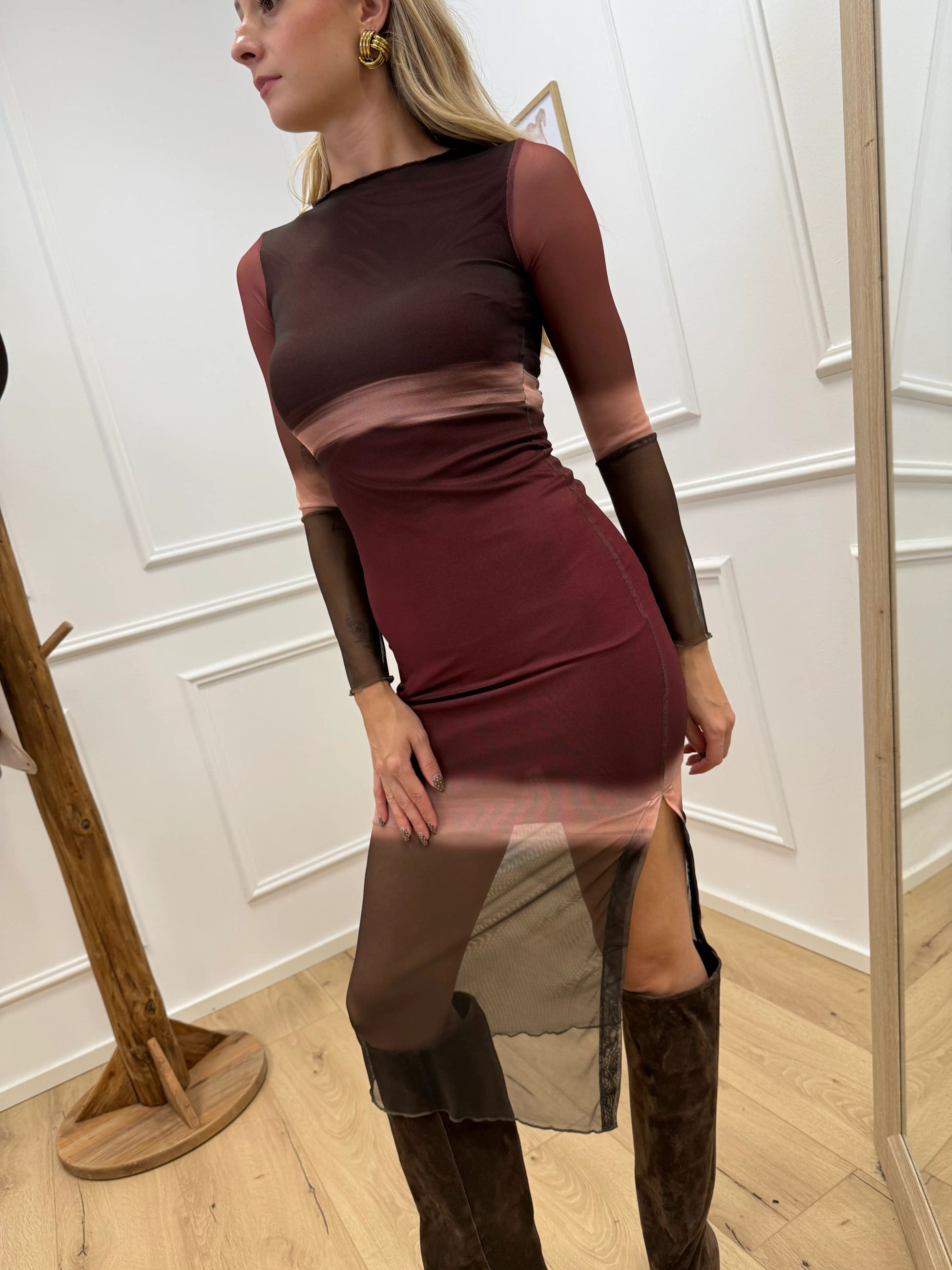 Vestito in mesh bordeaux sfumato - Dixie