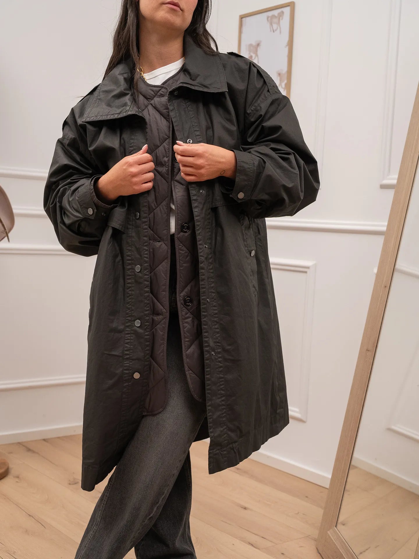 Trench cerato fondente con trapuntino interno - Vicolo