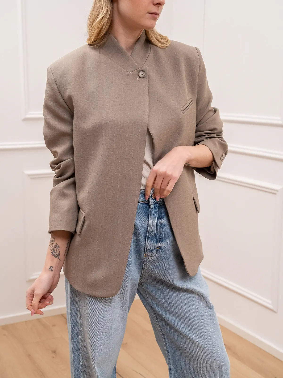 Giacca Pepe gessata sabbia - Vicolo