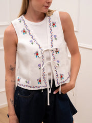Gilet Lavanda bianco con ricami - Crispy