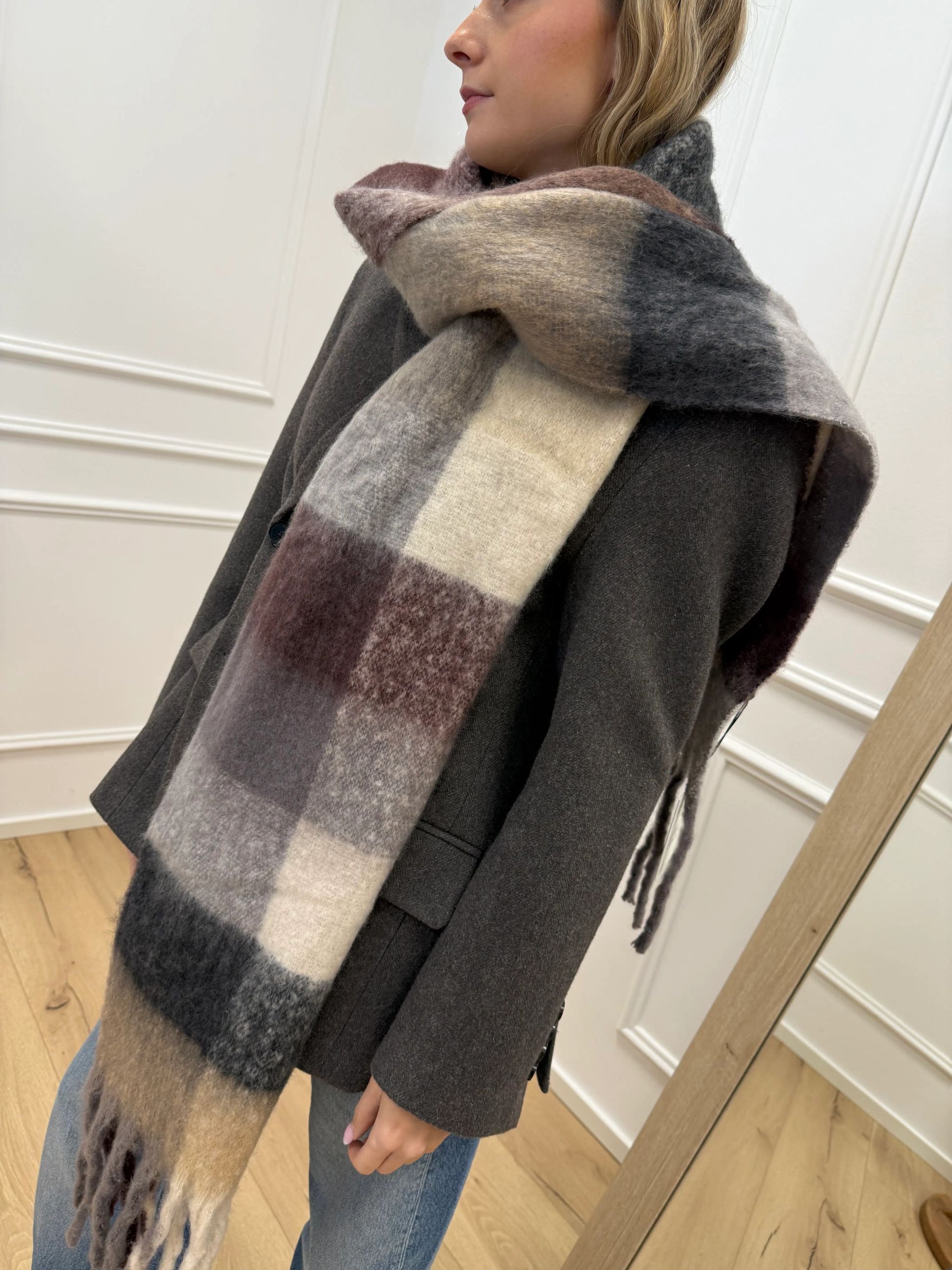 Sciarpa maxi brown check - Glamorous