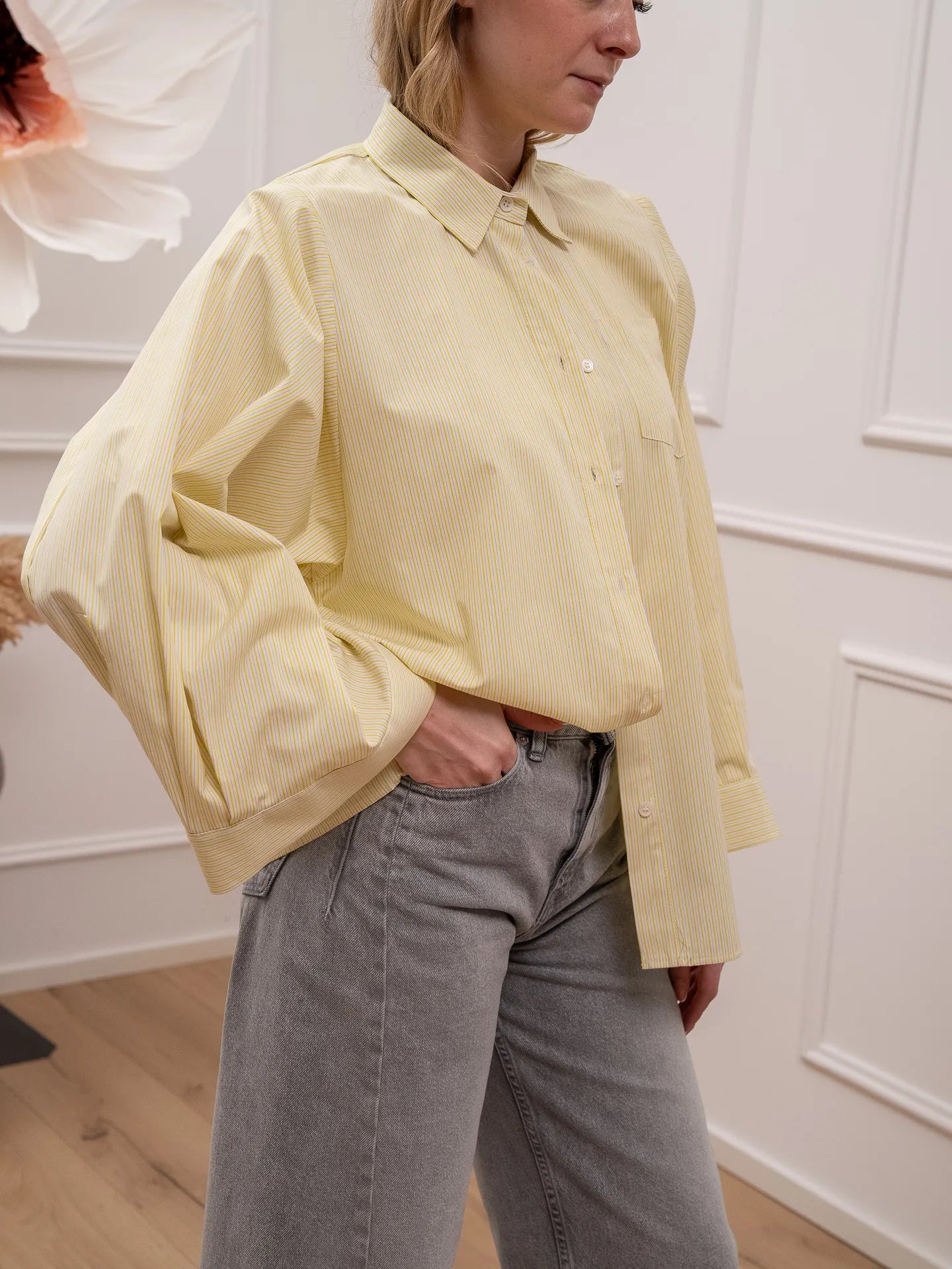 Camicia riga gialla con manica larga - Vicolo