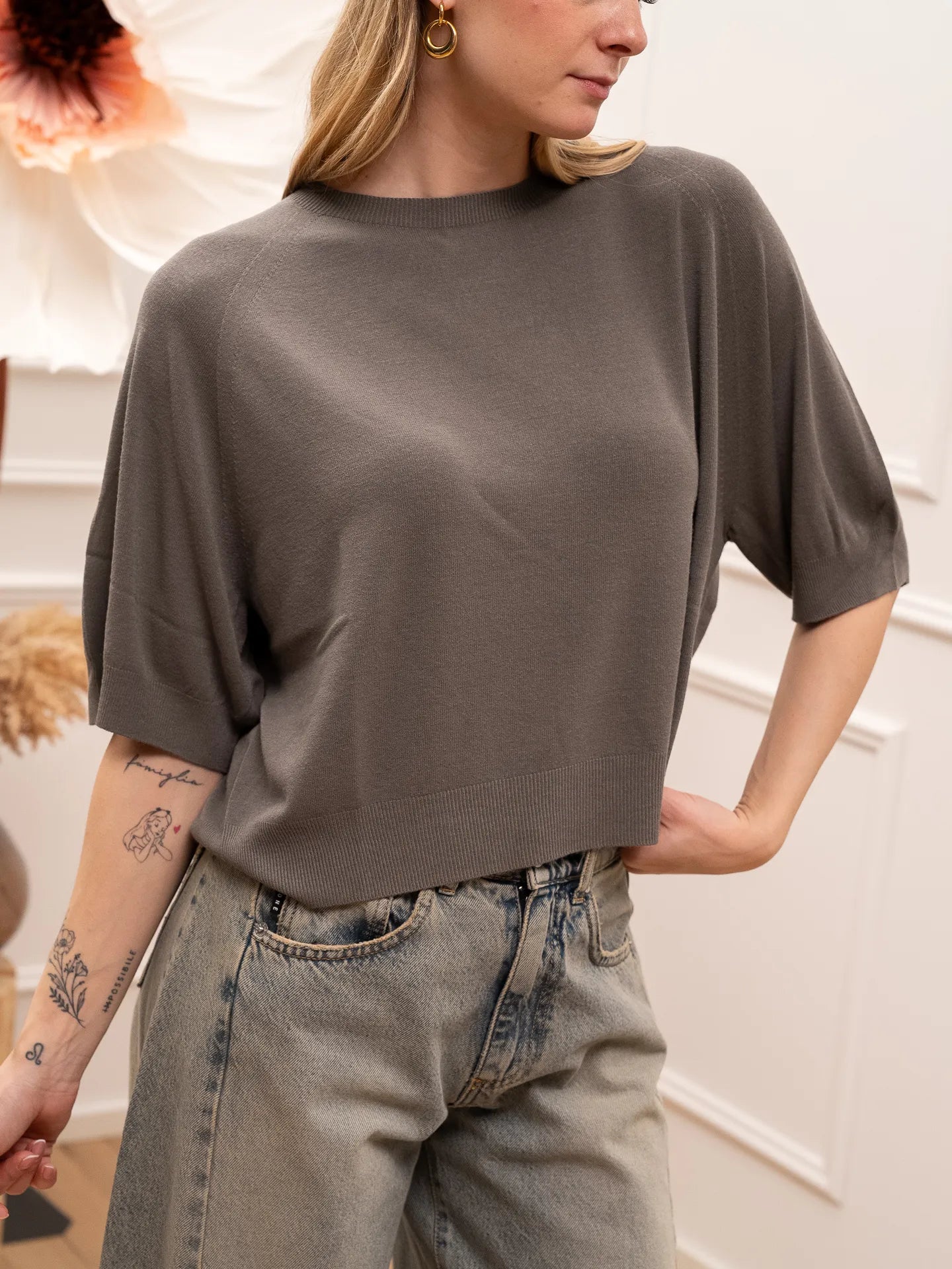 Maglia a scatoletta fumo mezza manica - Vicolo