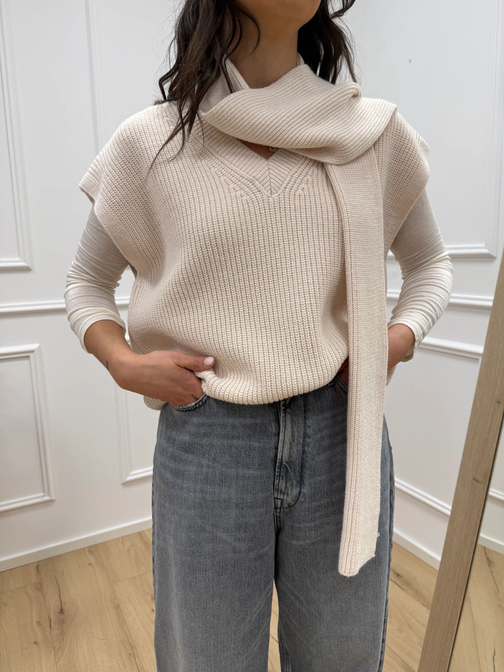 Gilet con sciarpa pasta - HaveOne