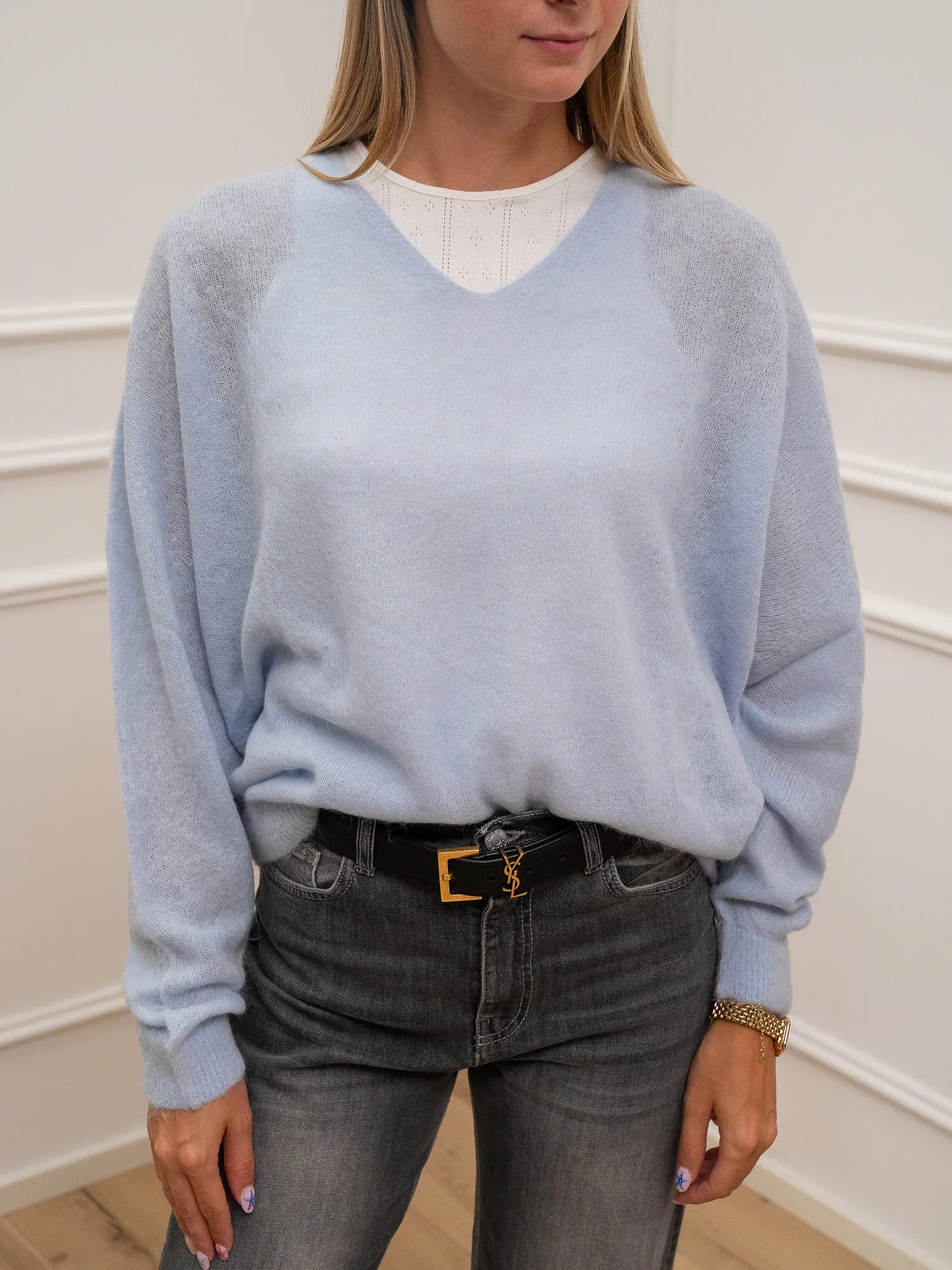Maglia scollo a v profondo misto mohair e lana - Kontatto