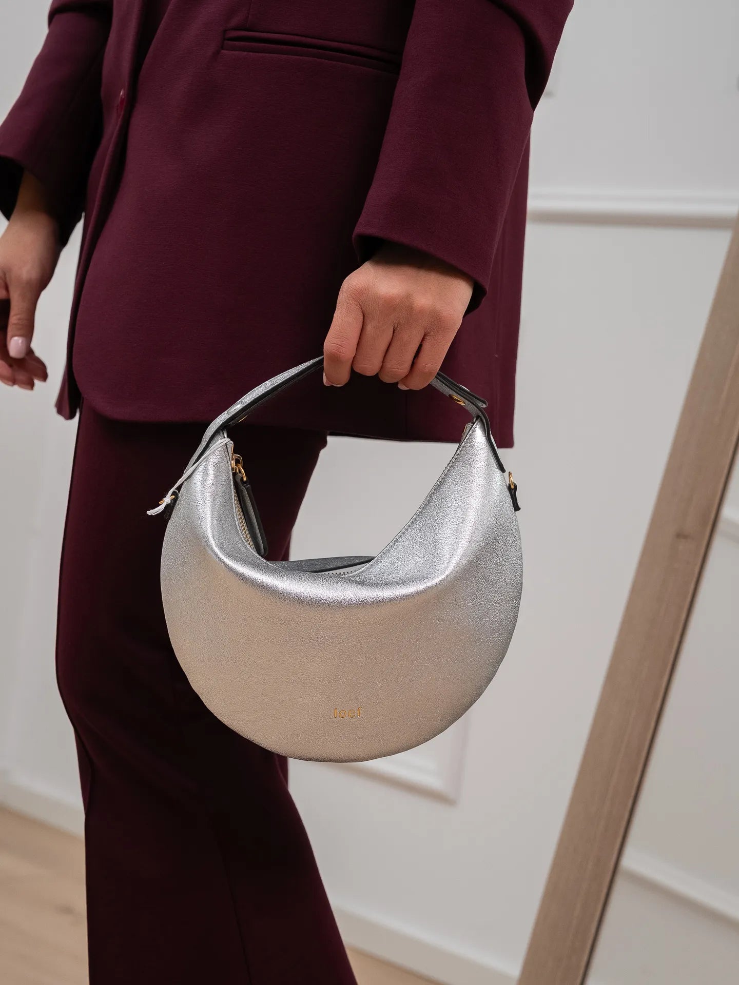 Borsa Lula in pelle laminata argento - Ioef