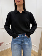 Maglia polo nera 80% lana - HaveOne