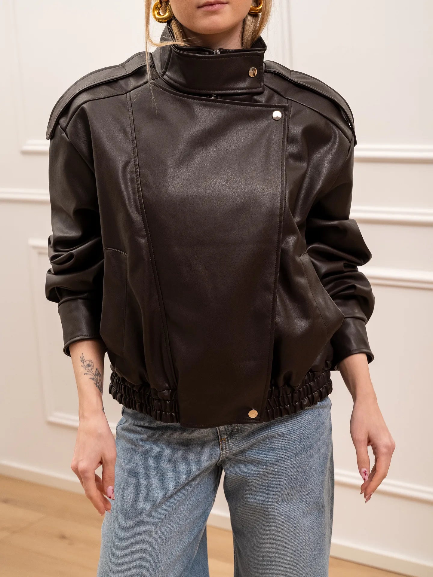 Bomber over moro in ecopelle liscia - Vicolo