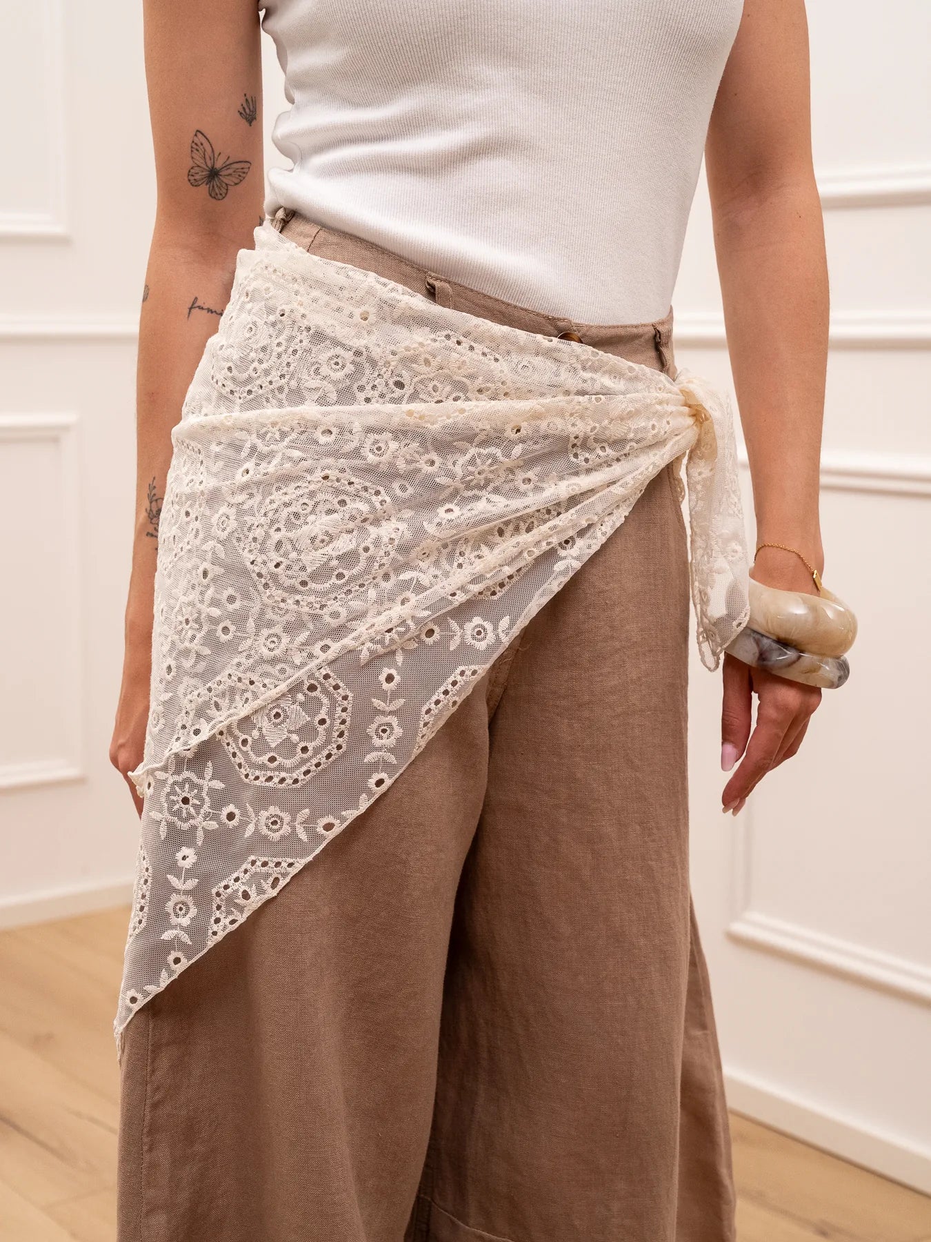 Bandana in tulle e pizzo panna - HaveOne