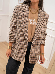 Giacca cappotto quadri con cintura - Philia Loft