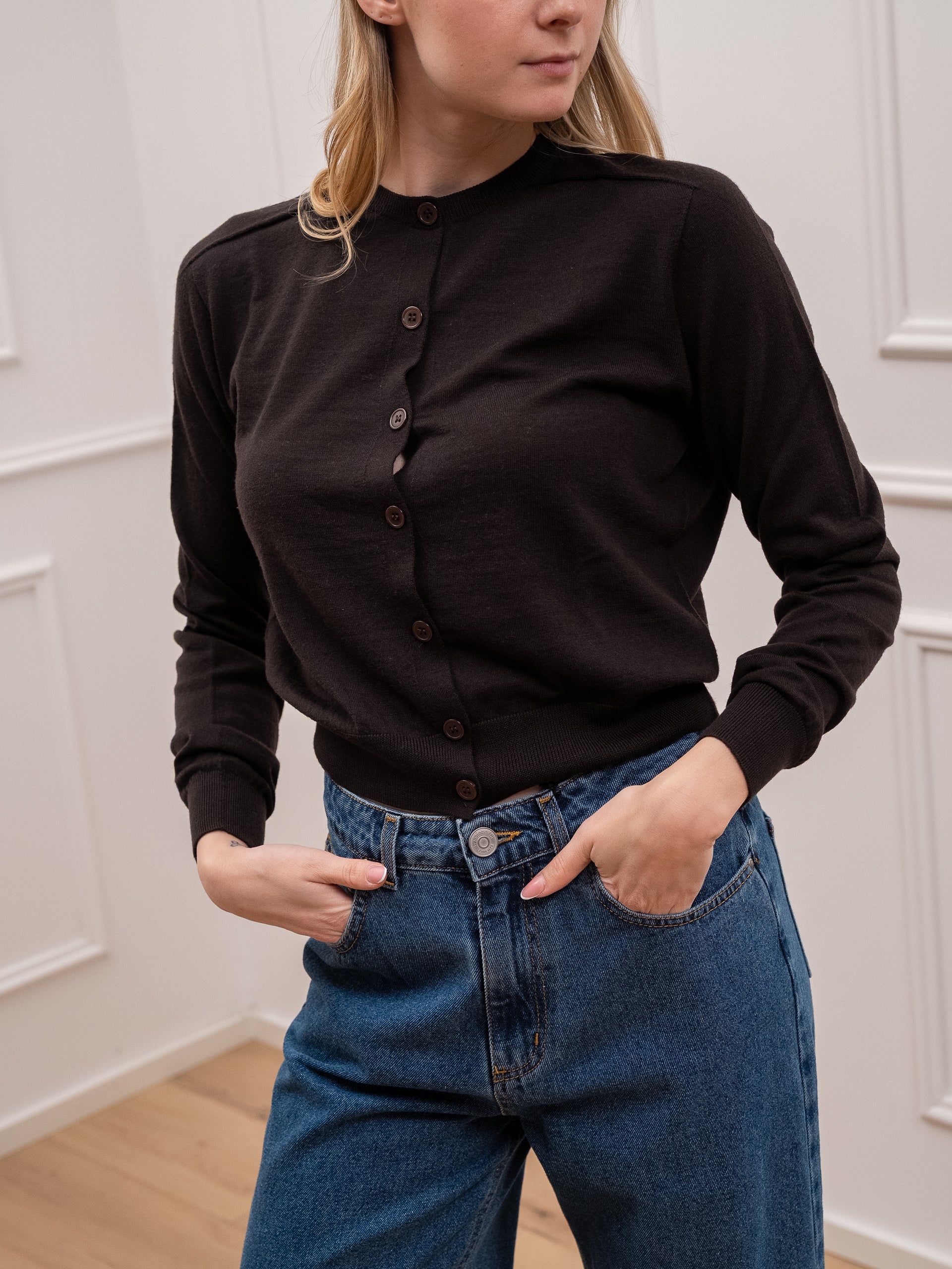 Maglia rebecchina moro 100% lana merino - Tensione In