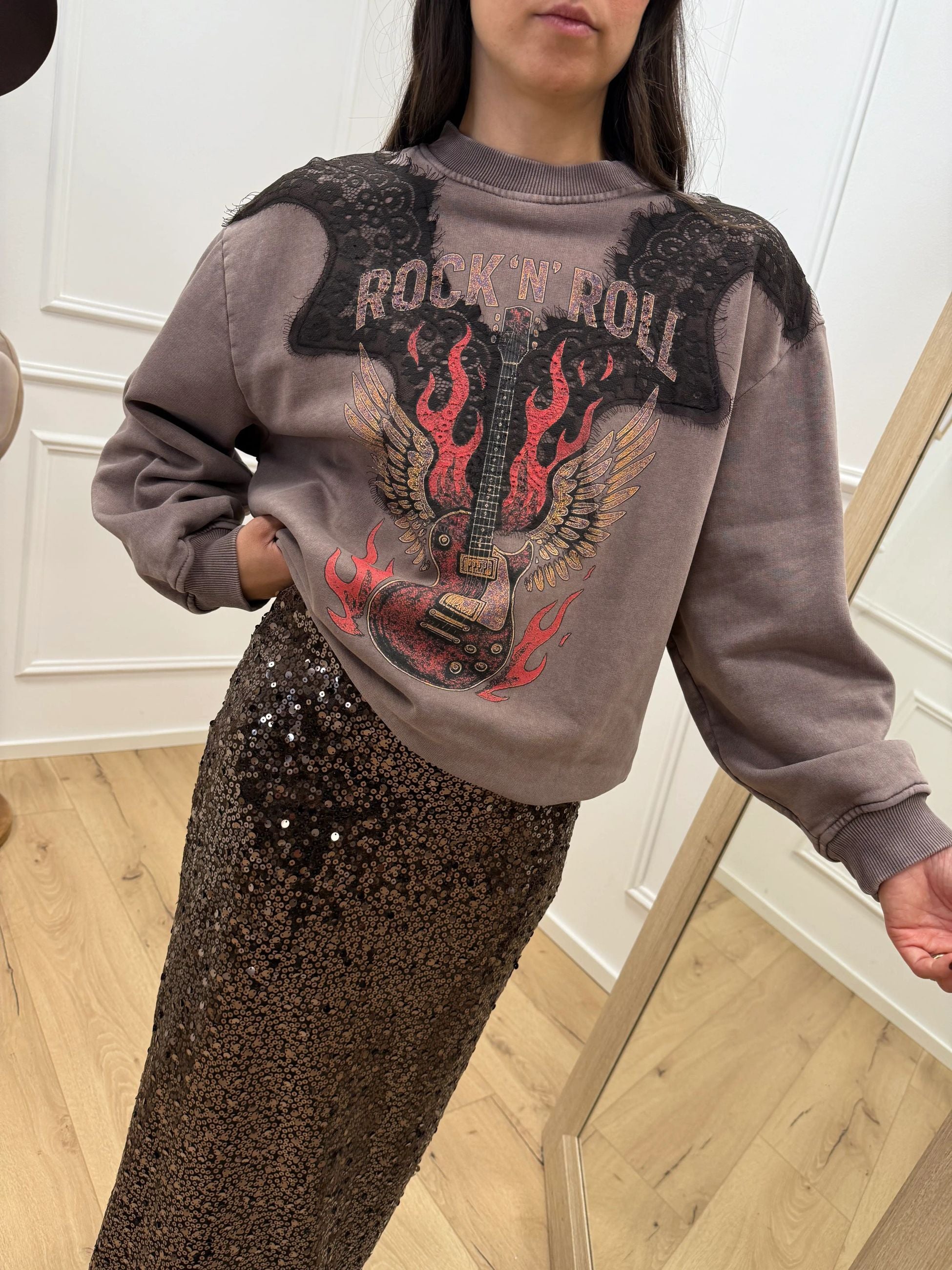 Felpa moka vintage Rock - Tensione In