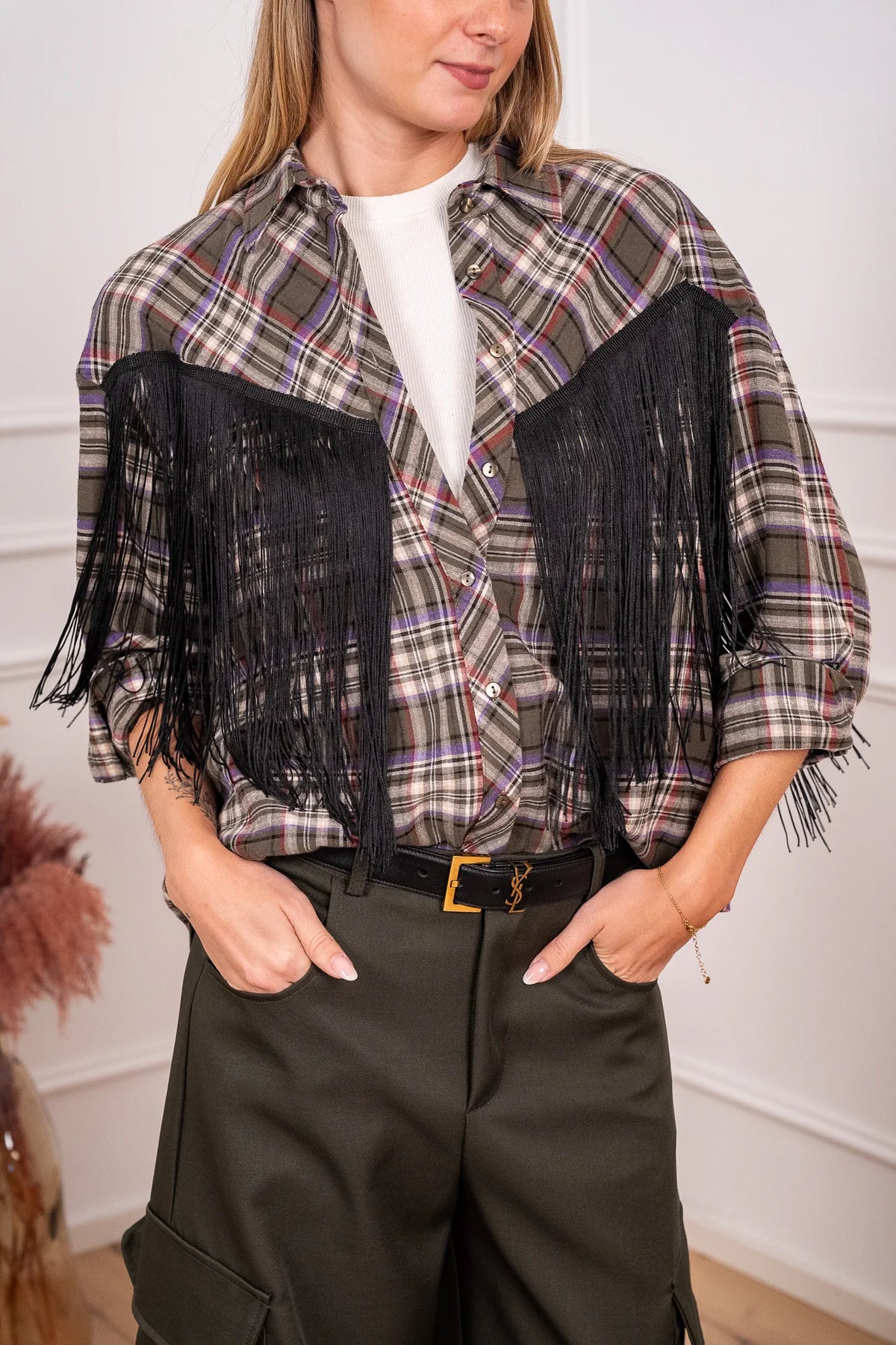 Camicia Kansas check con frange - HaveOne