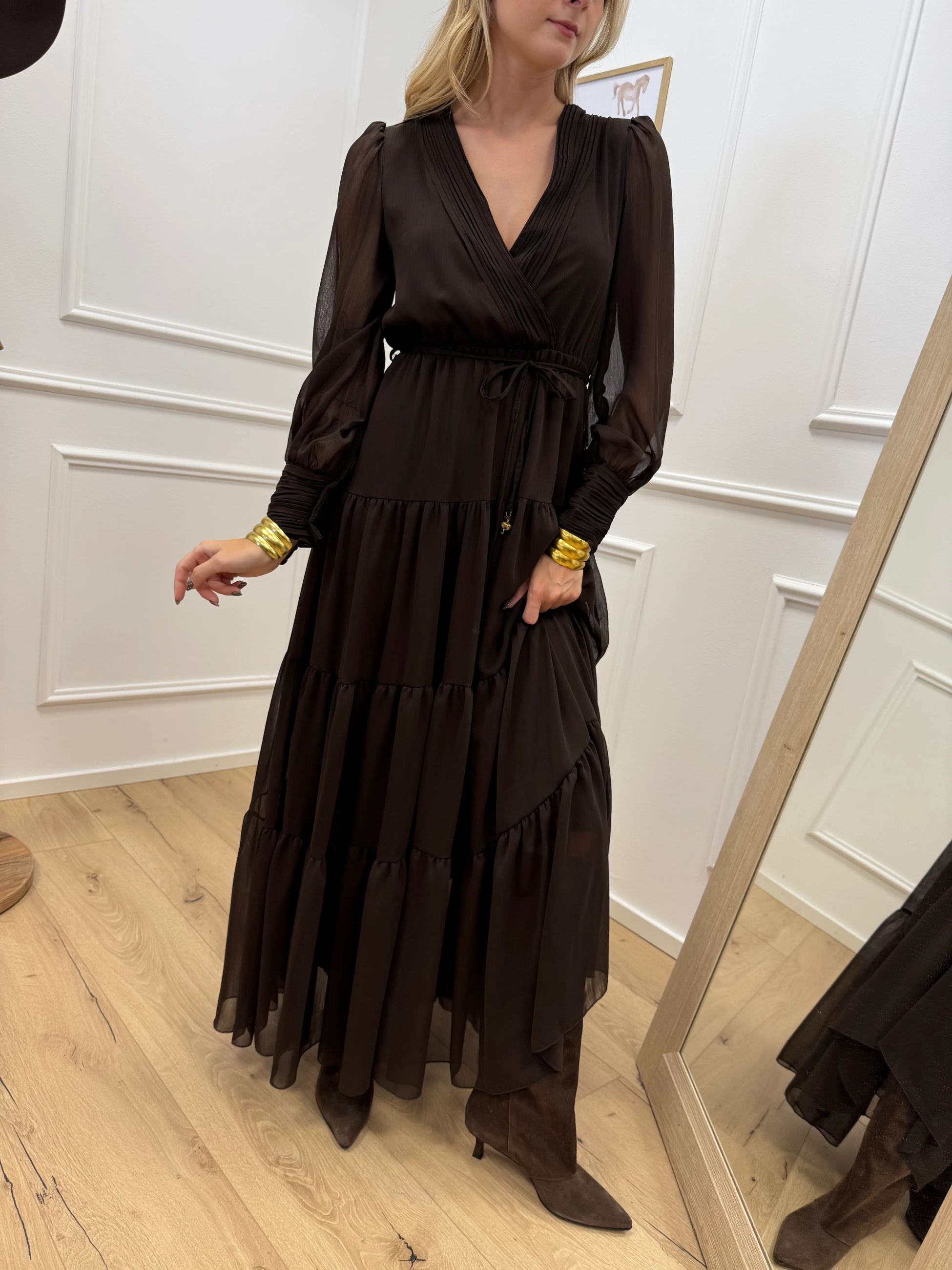 Vestito moro in crepe a balze - Philia Loft