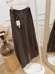 Pantaloni Louvre cioccolato 100% lino - Tensione In