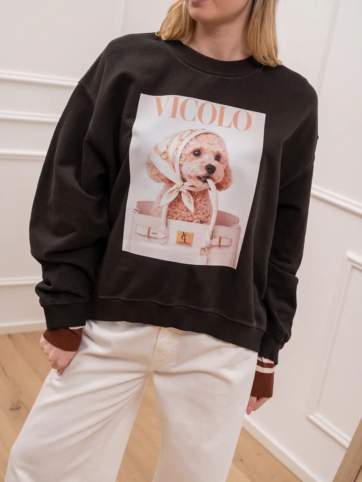 Felpa Barboncino moro con logo - Vicolo