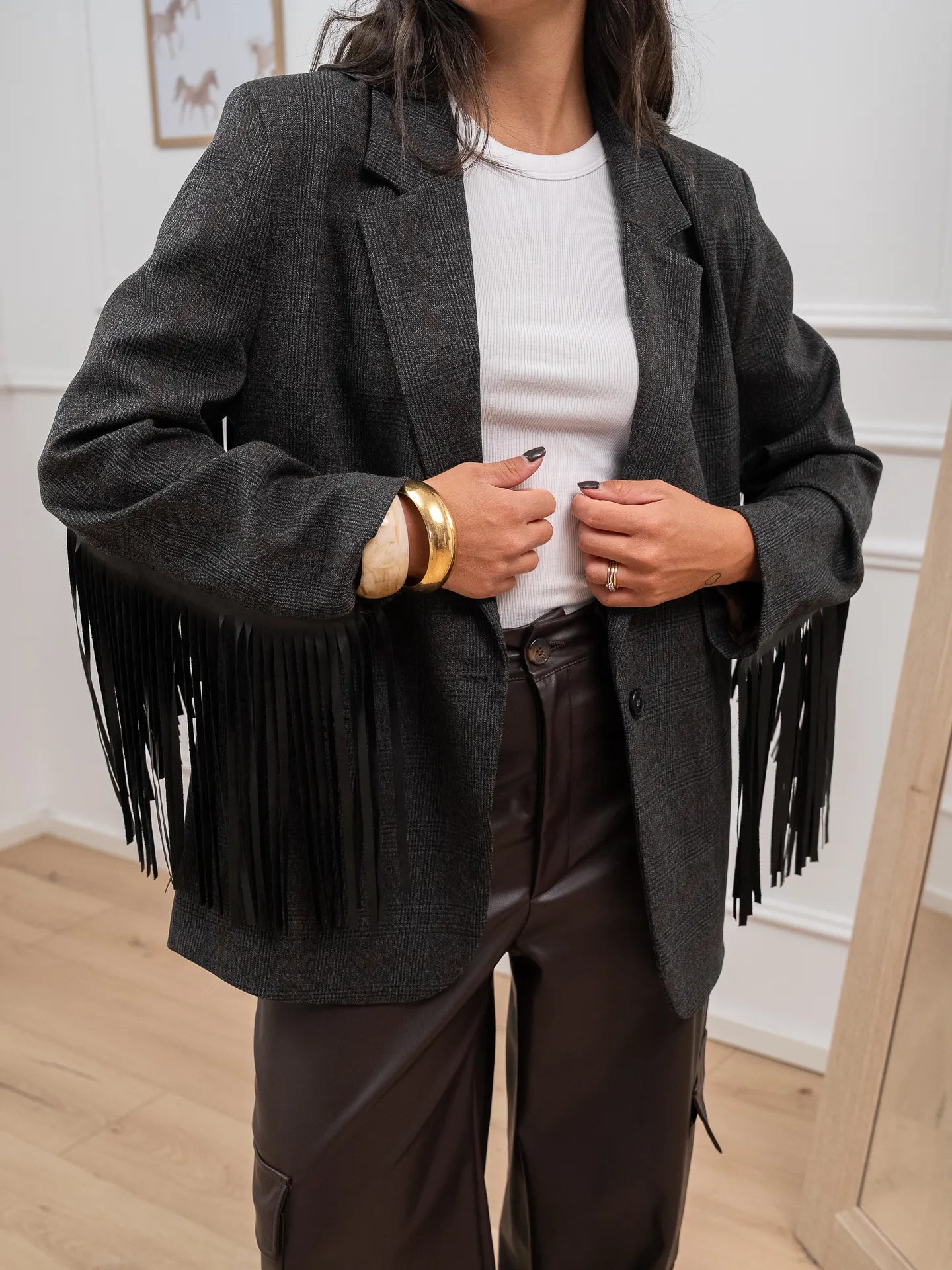 Giacca West grigia con frange - Vicolo