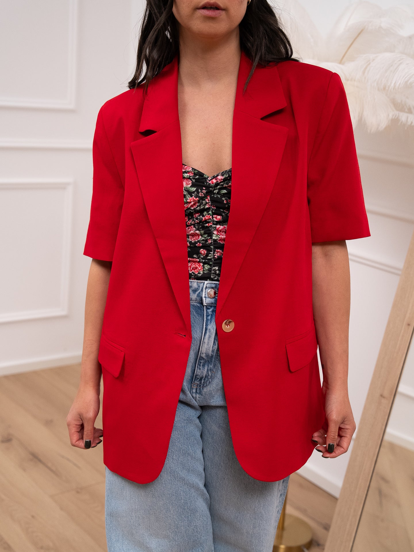 Giacca basic a mezza manica rossa - Vicolo