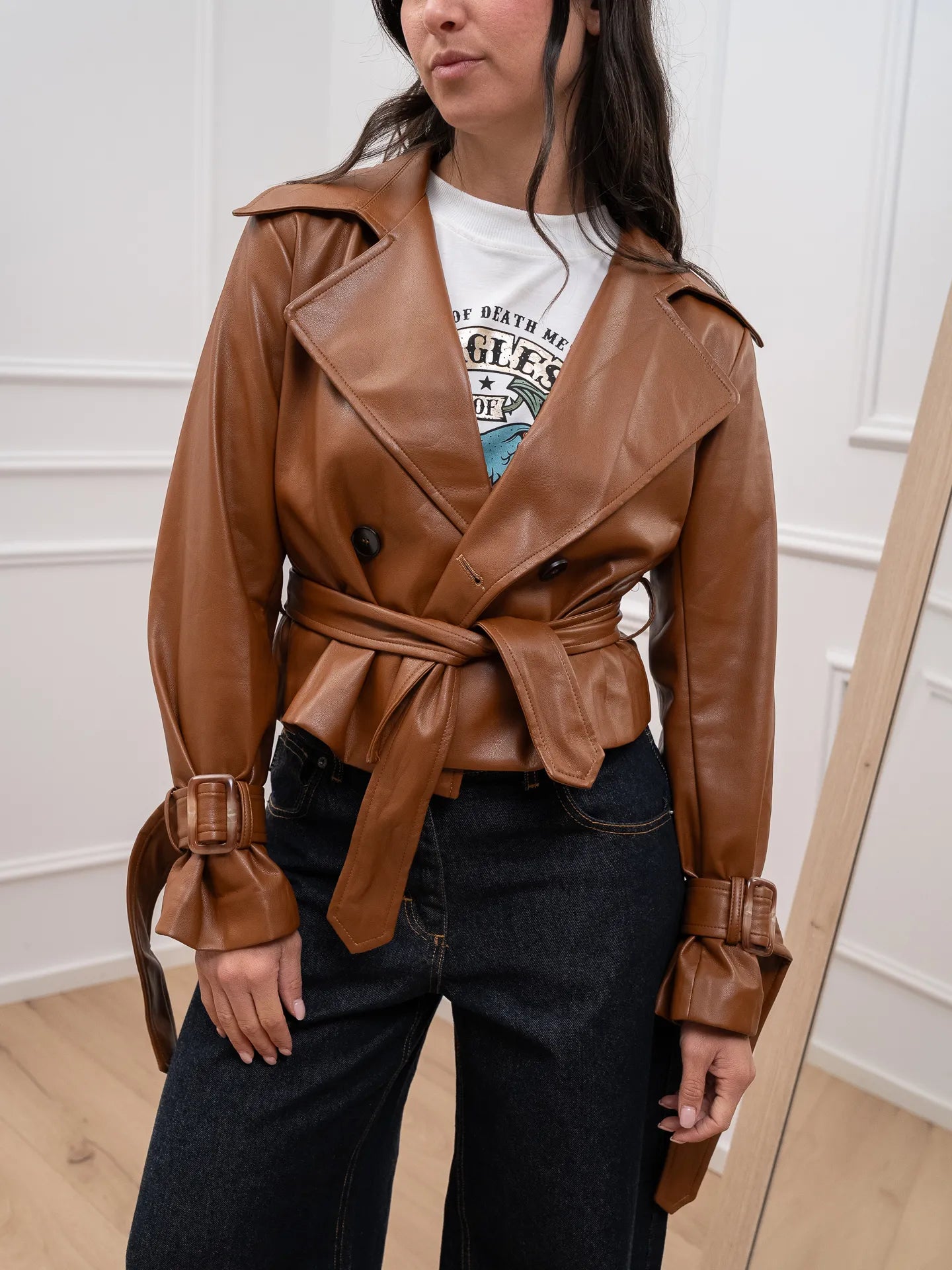 Giacca trench crop caramello - Glamorous