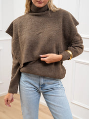 Set maglia girocollo e cappa tortora - Kontatto