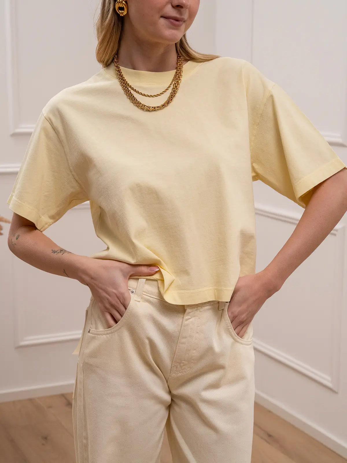 T shirt a scatoletta giallo burro - Vicolo