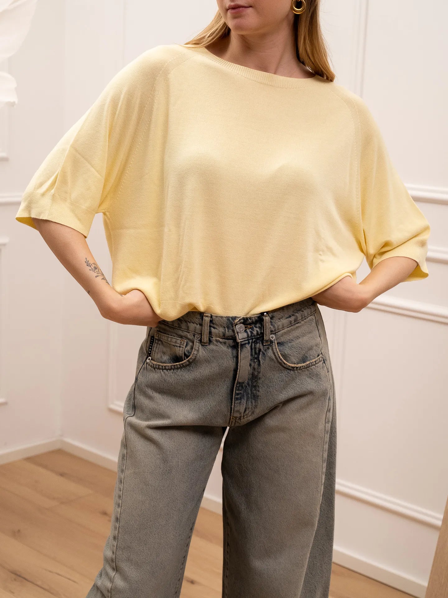 Maglia a scatoletta gialla mezza manica - Vicolo