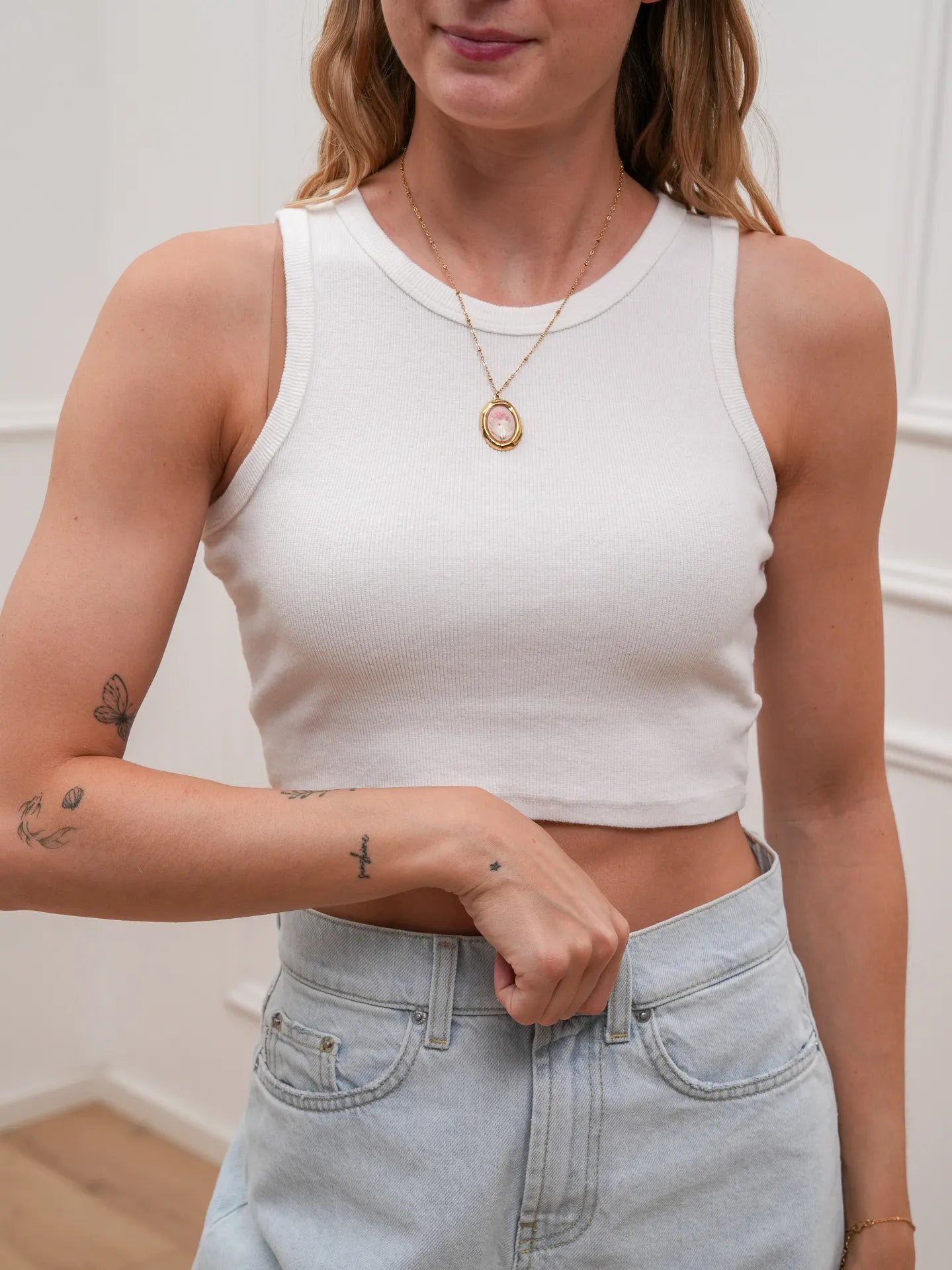 Canotta vogatore bianco ottico fit crop - HaveOne
