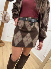 Gonna mini rombi moro, tortora e vino - HaveOne