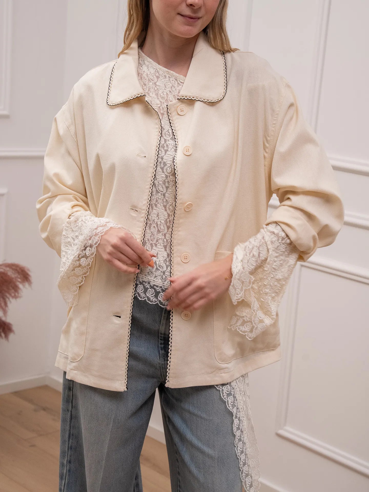 Giacca Riviera panna misto lino con patch sul retro - Crispy