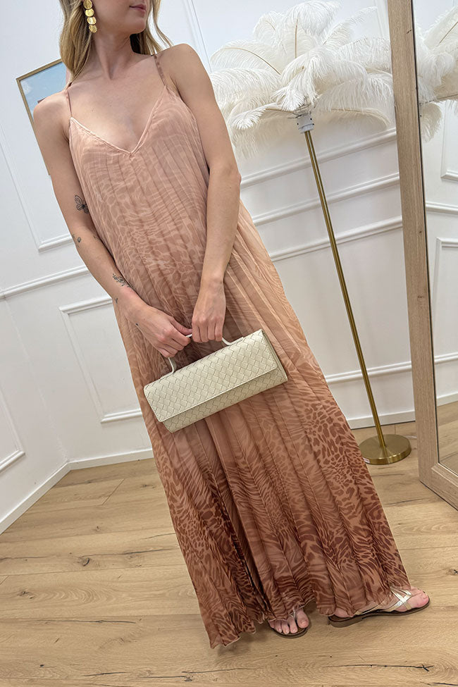 Vestito plisset in chiffon ruggine degrade - SoAllure