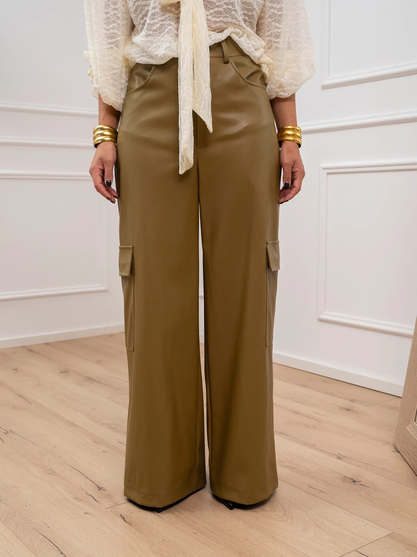 Pantaloni cargo olio in ecopelle - HaveOne