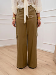 Pantaloni cargo olio in ecopelle - HaveOne
