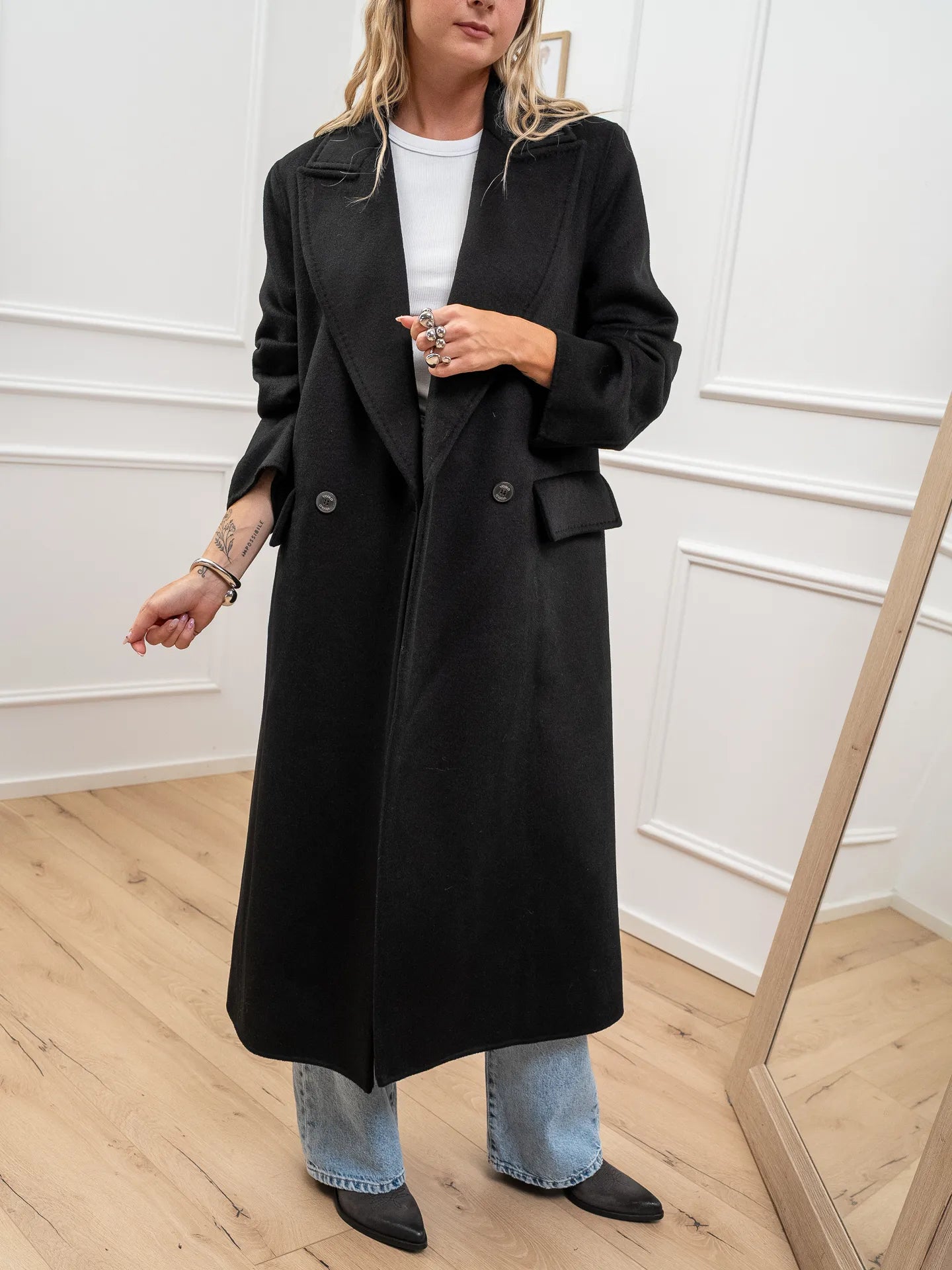 Cappotto handmade nero doppiopetto - Vicolo