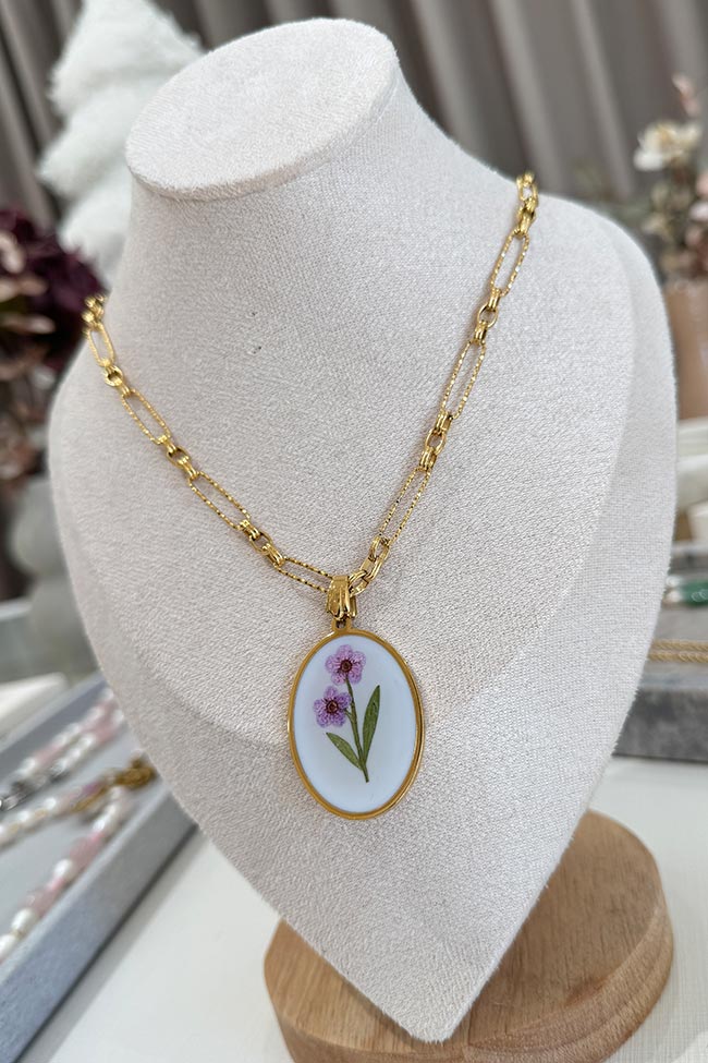 Collana solitary twin blossom viola - LCS