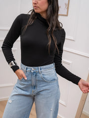 Body collo alto nero a manica lunga - Glamorous