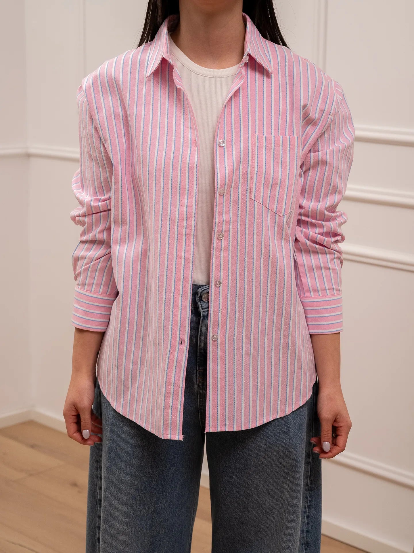 Camicia Melody rigata rosa - Crispy