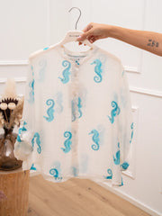 Camicia panna Cavallucci turchesi in lyocell - HaveOne