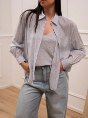 Camicia celeste in mussola con strass - You Decide
