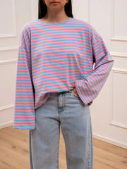 T shirt Stripe rosa e celeste - Crispy
