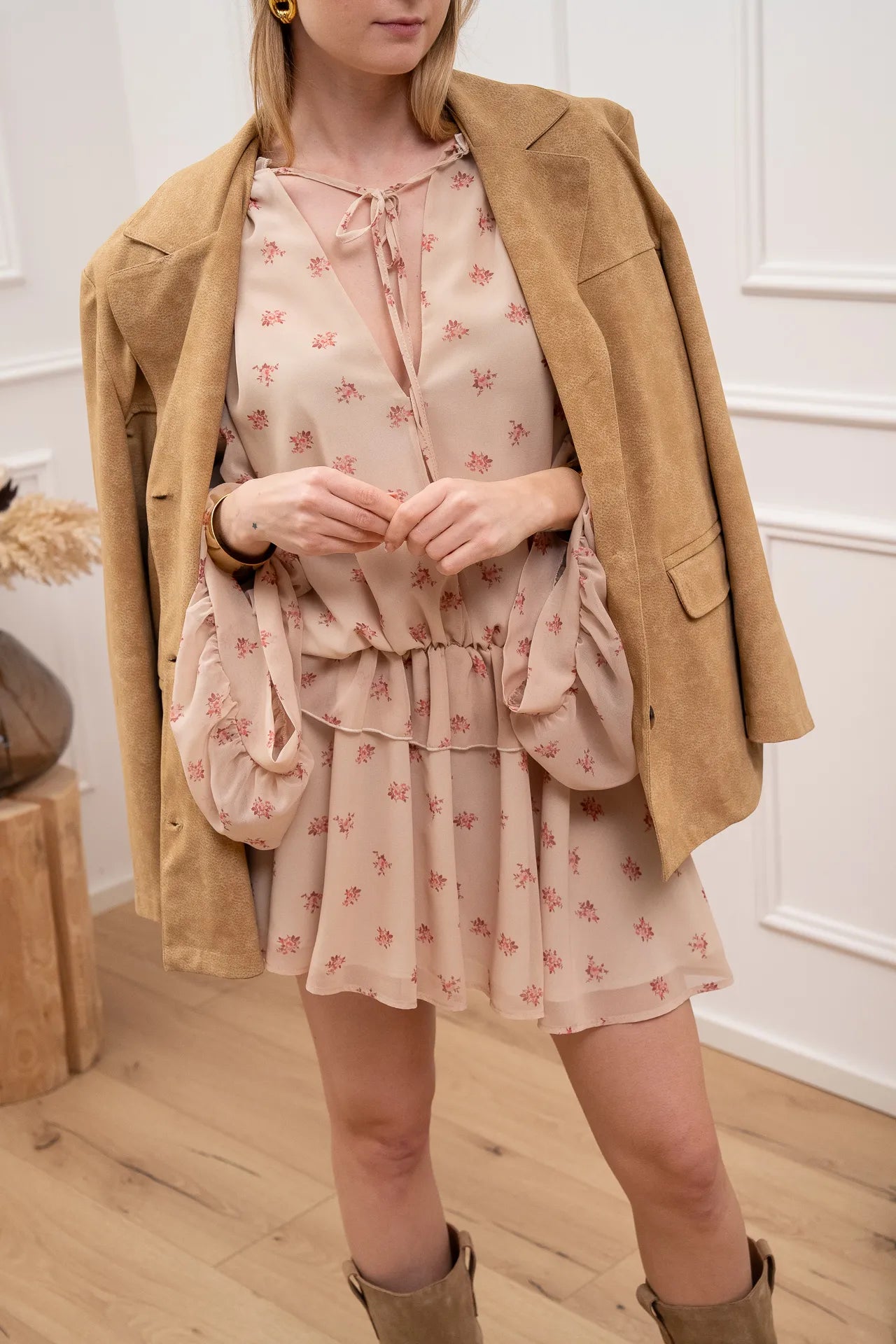 Vestito in crepe burro fiori rosa - Vicolo