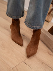 Stivaletti a calzino scamosciato cuoio a punta - Ovyè