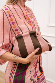 Borsa pouch New Stripe rosa e moro - Calibro Shop