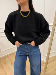 Maglia oversize nera con spalline imbottite - HaveOne