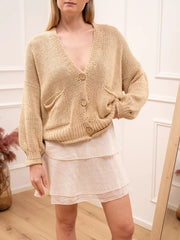 Cardigan bottoni corda bordi con ricciolo - HaveOne